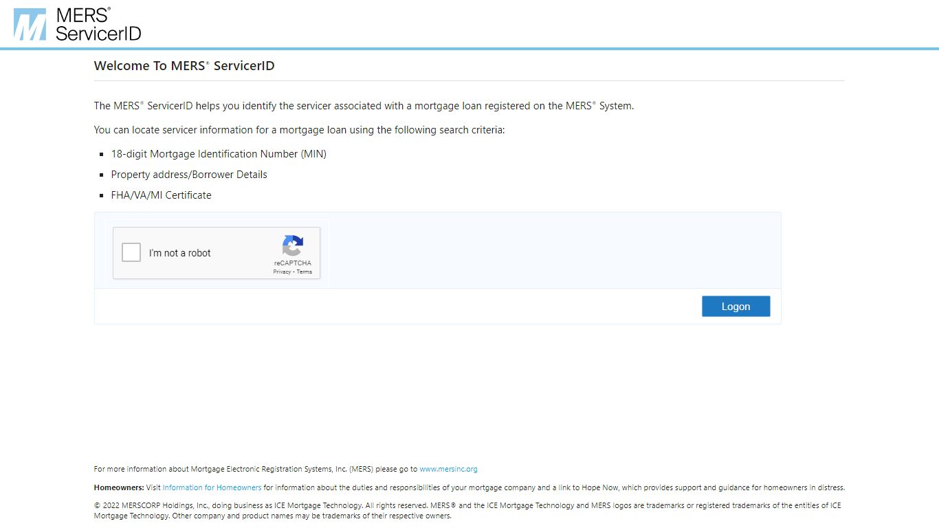 MERS® ServicerID